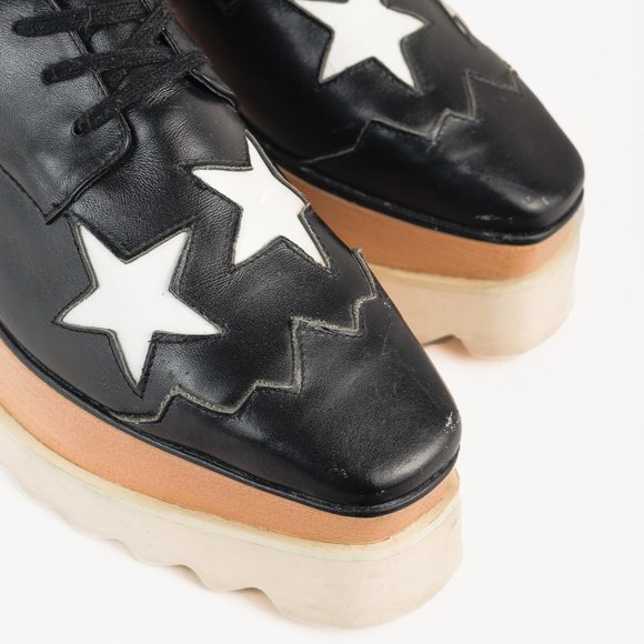 Stella McCartney Black White Star Vegan Elyse Platform Derby Shoes, Size 5 - Picture 6 of 10
